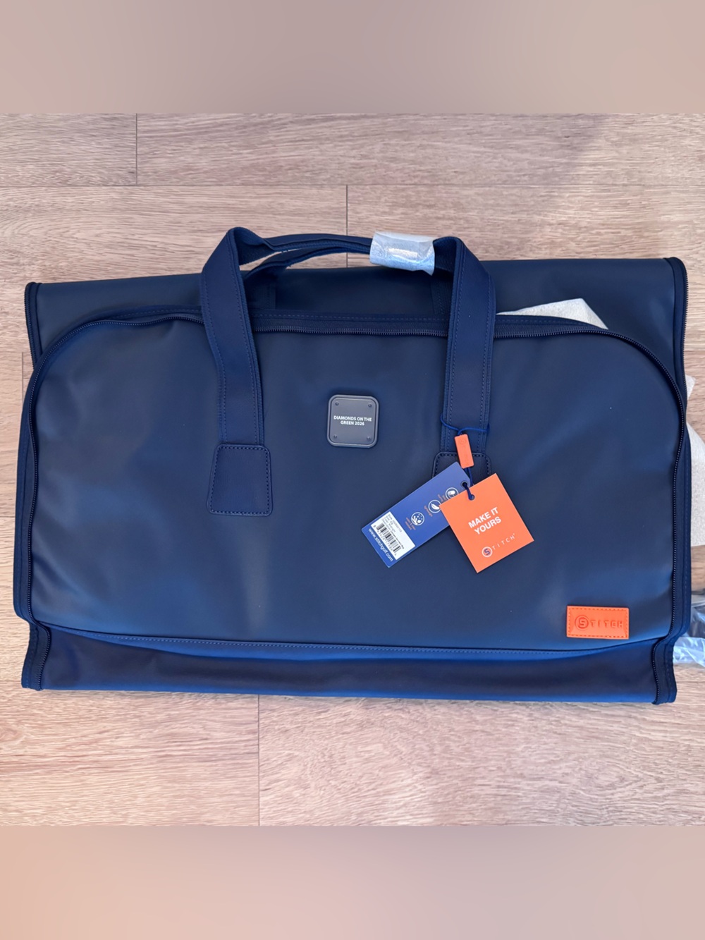 Navy Travel Ultimate Garment Bag with Orange Accent - Stitch